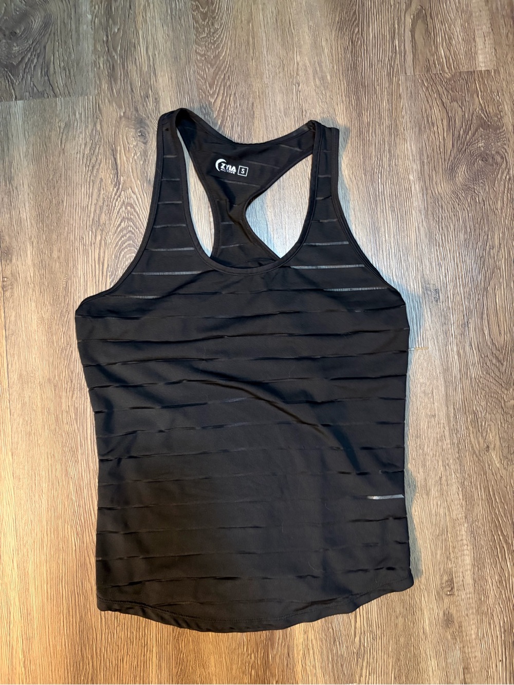 ZYIA Black Racerback Layered Stripe Tank